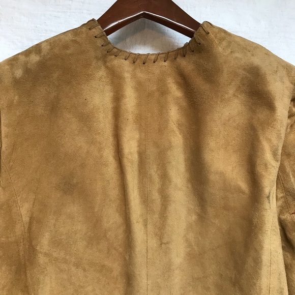 MARKS & SPENCERS**Beige Suede Jacket US 16 - Picture 6 of 8